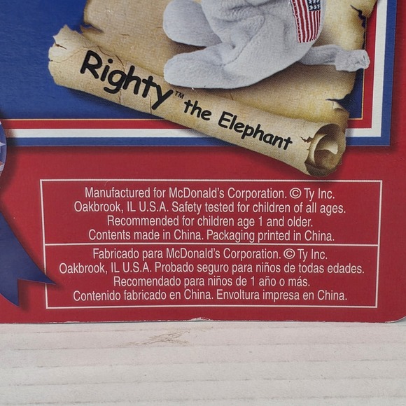 Beanie Baby Lefty the Donkey McDonald's American Trio 2000 USA‎ Flag New NIP - Picture 6 of 6